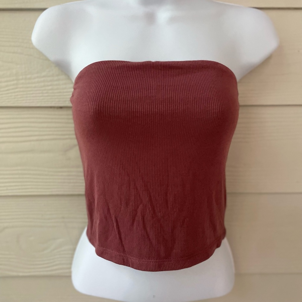 American Eagle Outfitters Ribbed Strapless Tube Top - Purple Size M